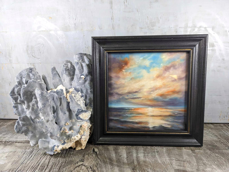 Dramatic Coastal Sunset small framed painting