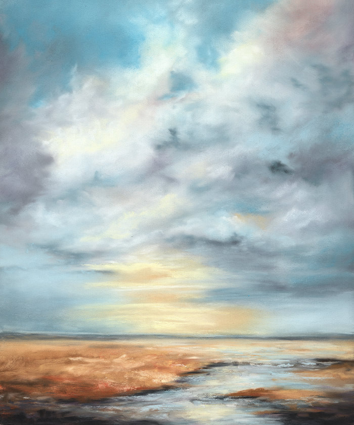 Coastal Marsh Scene Pastel Painting